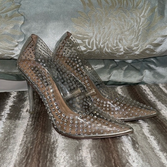 Steve Madden clear rhinestone heels. Size 6.5 in women’s. - Picture 1 of 6